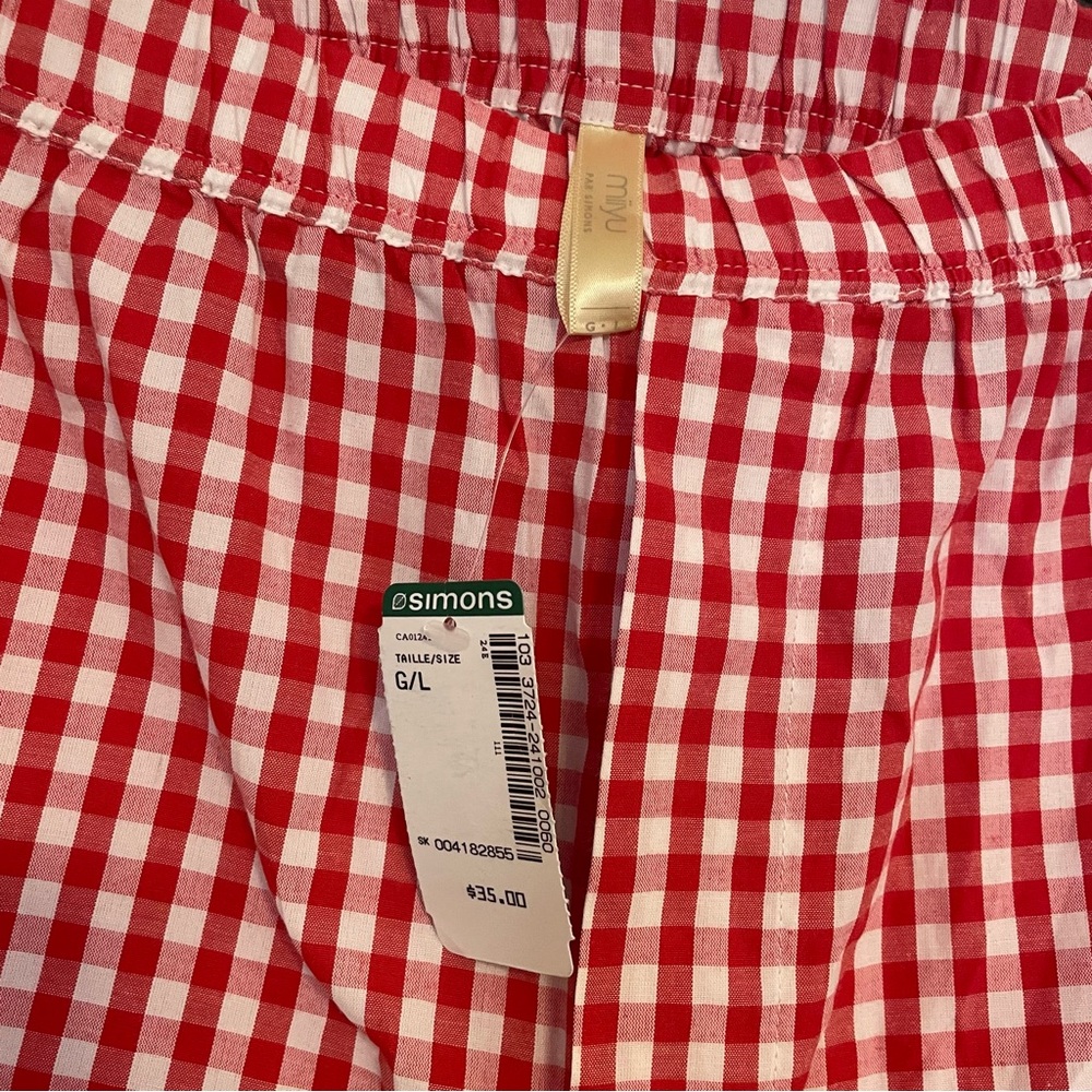 Simons Red Gingham High-Waist Women’s Shorts - Picture 3 of 3